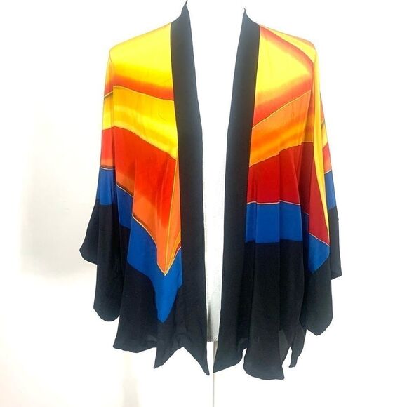 Vintage Silk Art to Wear Retro 70’s Geometric Kabuki Jacket - Picture 6 of 15
